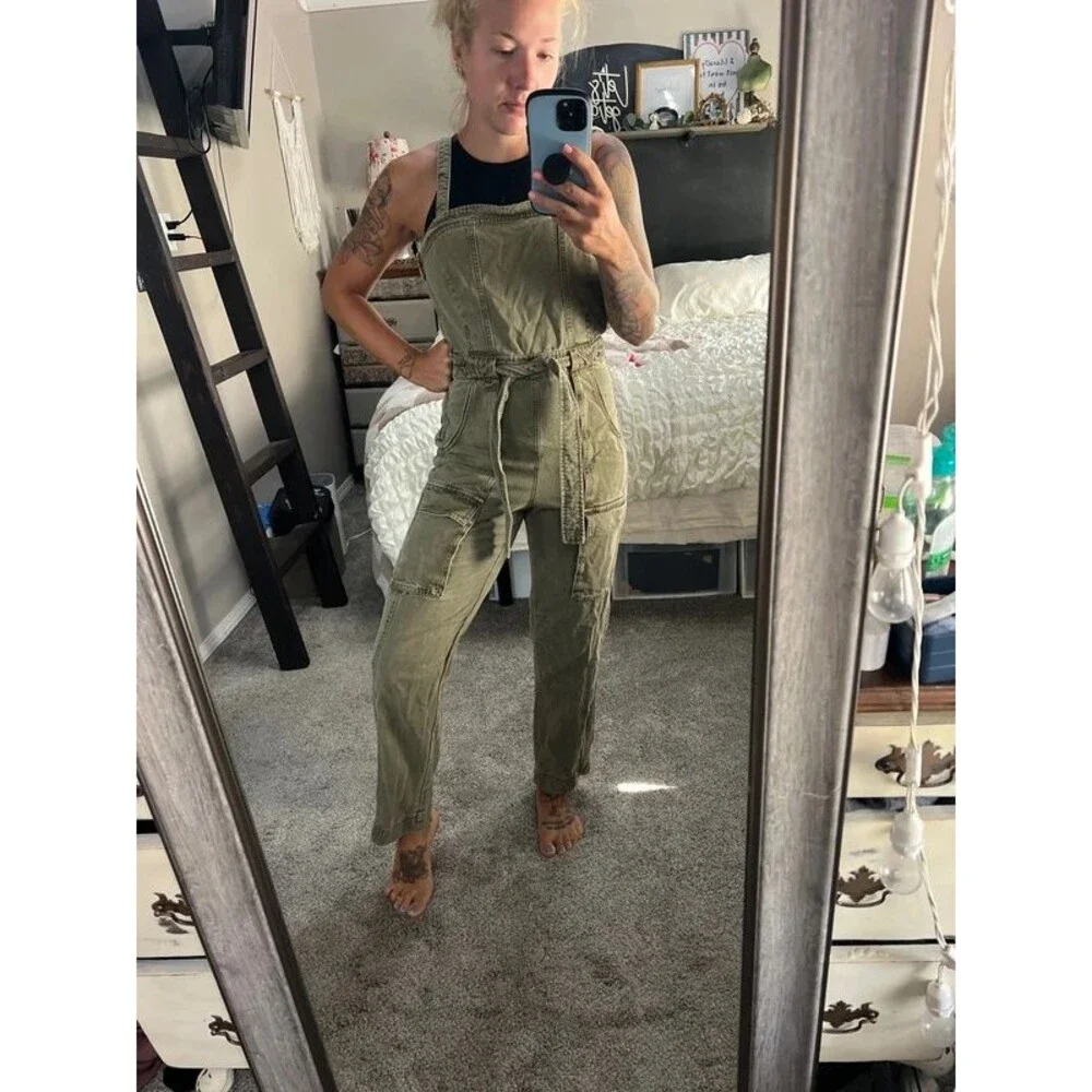 Free people green jumpsuit size small